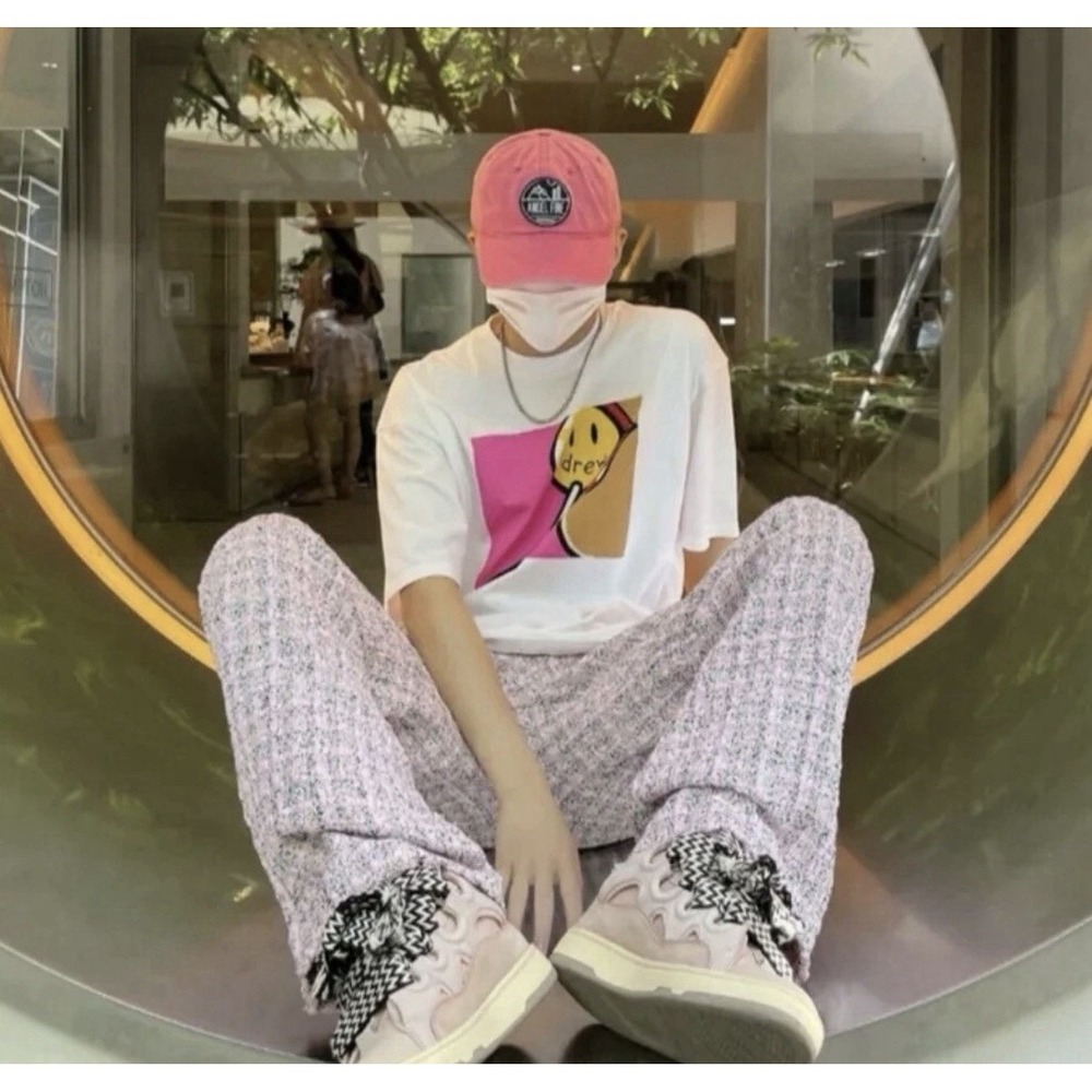 Drew House Boucle Tweed Woven Pink Plaid Pants Women's SZ Med Justin Bieber - Picture 7 of 10